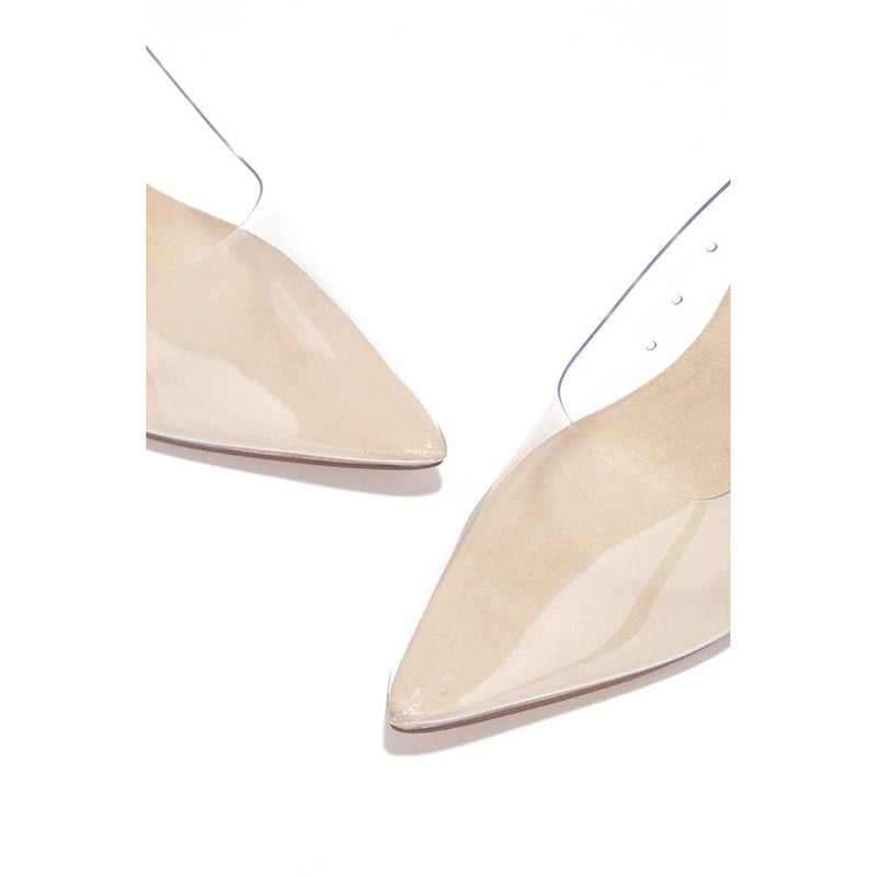 Cape Robbin Clear Pointed Toe Heels for Women- Pointy Heels for Women with Transparent Upper, 3.75 inch Lucite Heel & Genuine Leather Insole- Classy Clear Pumps (Glass Doll) - Nude Size 10 - Image 3